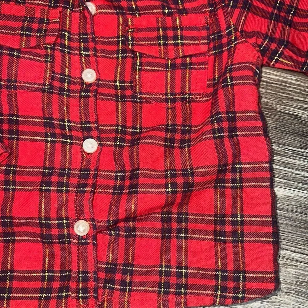 Oshkosh 12 month Red and Gold Flannel Shirt